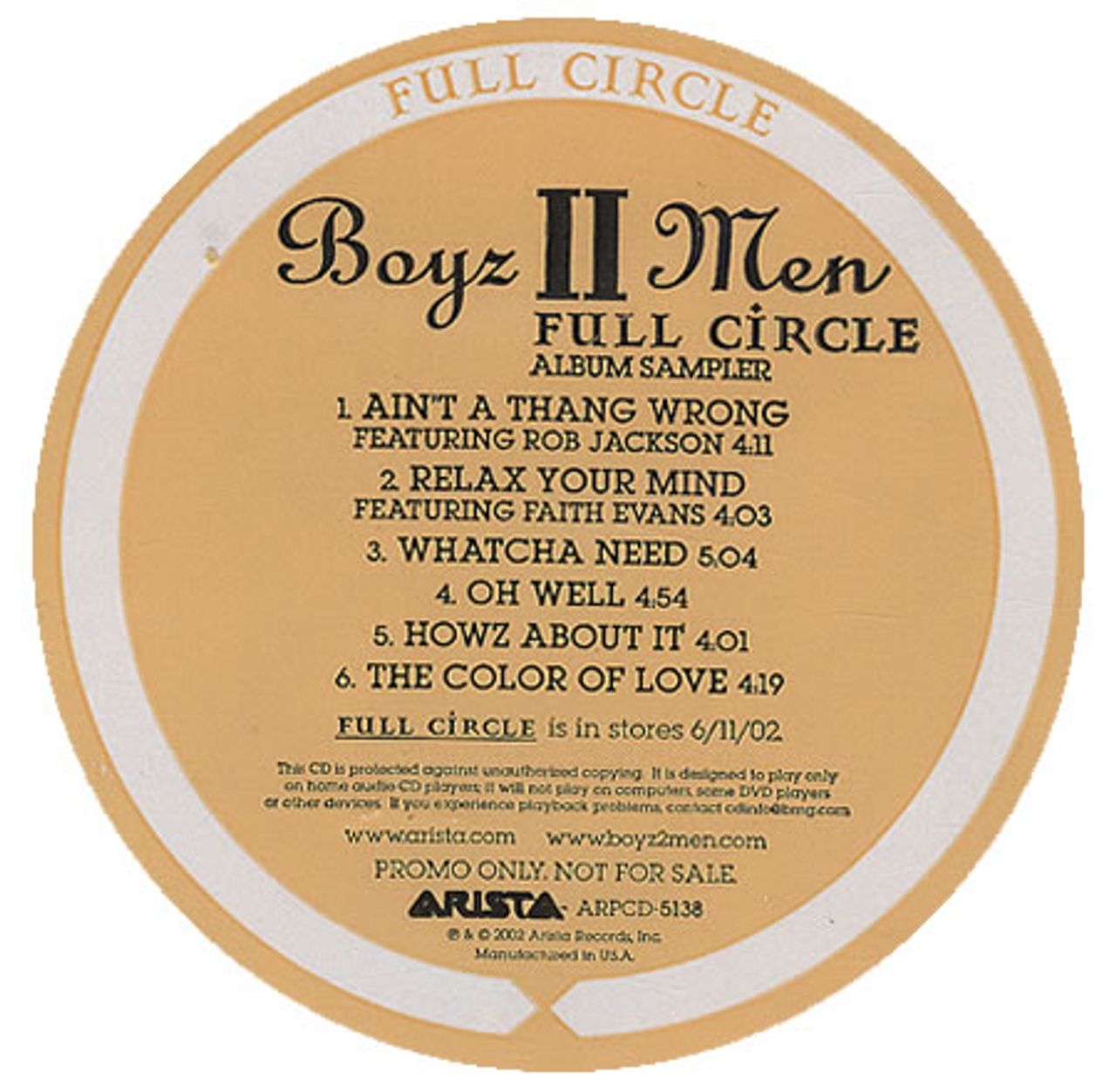 Boyz II Men Full Circle - Album Sampler US Promo CD single