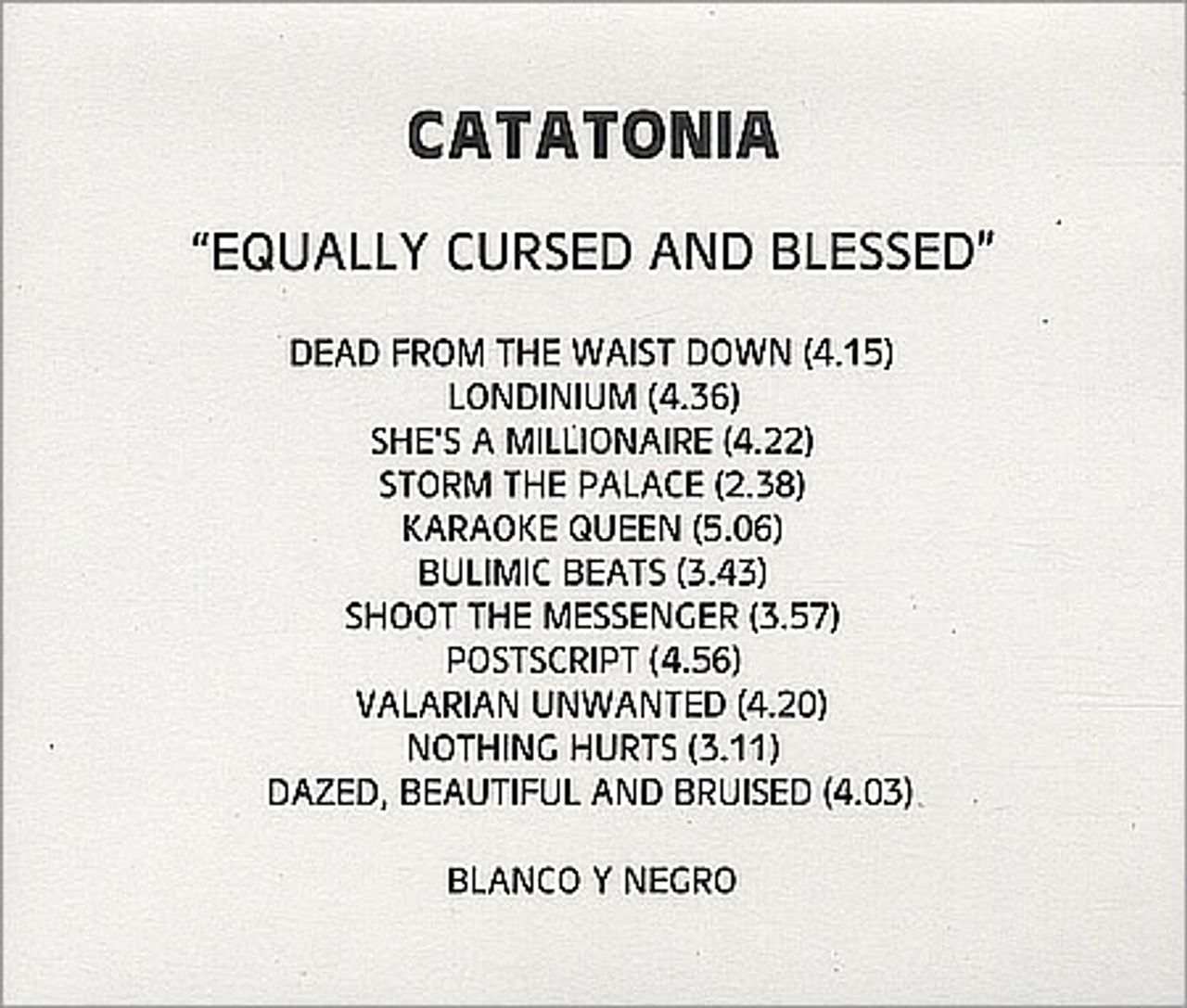 Catatonia Equally Cursed And Blessed UK Promo CD-R acetate