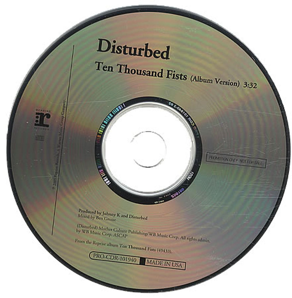 Disturbed Ten Thousand Fists US Promo CD single (CD5 / 5") DURC5TE386228