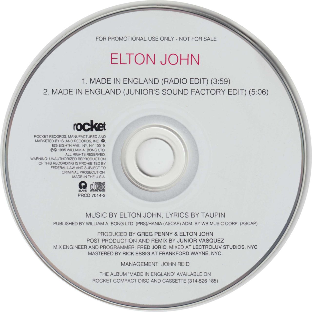 Made in England Elton John CD 