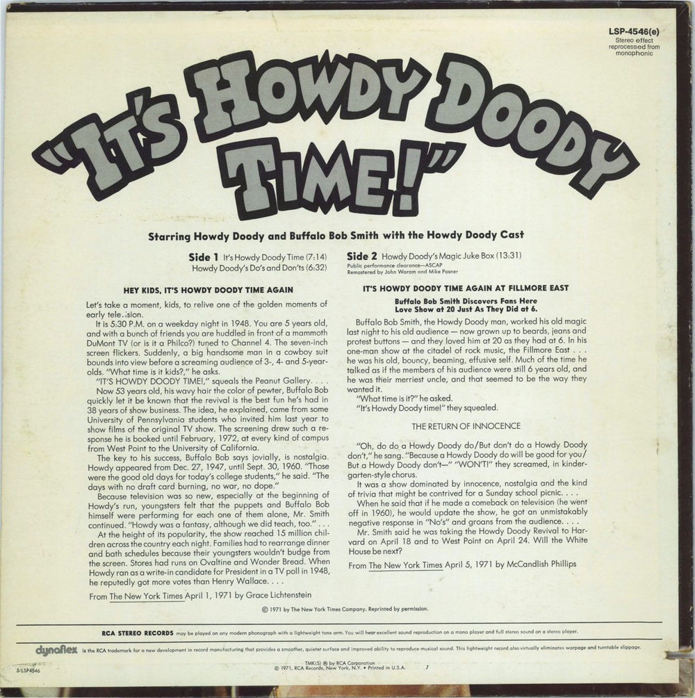 Howdy Doody It's Howdy Doody Time! US vinyl LP album (LP record)