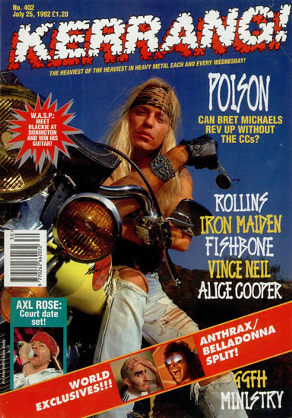 Kerrang! Magazine Kerrang! Magazine - Jul 92 UK magazine 402