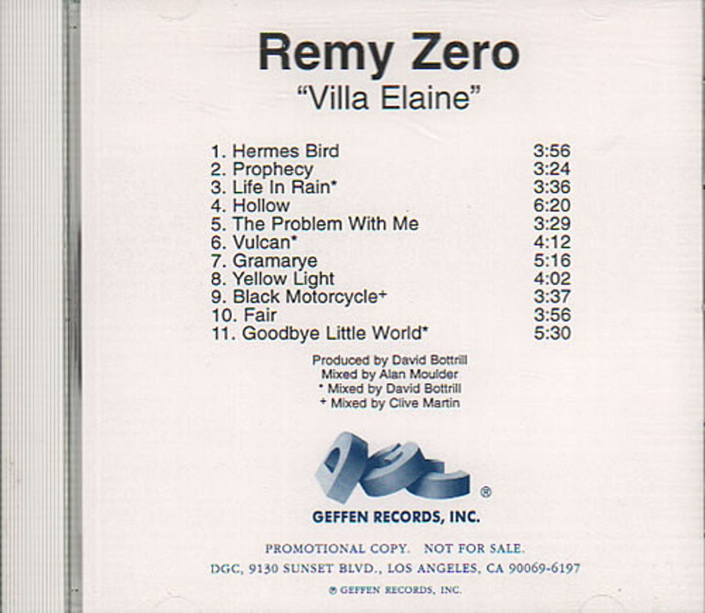 Remy Zero Villa Elaine US Promo CD-R acetate CDR ACETATE