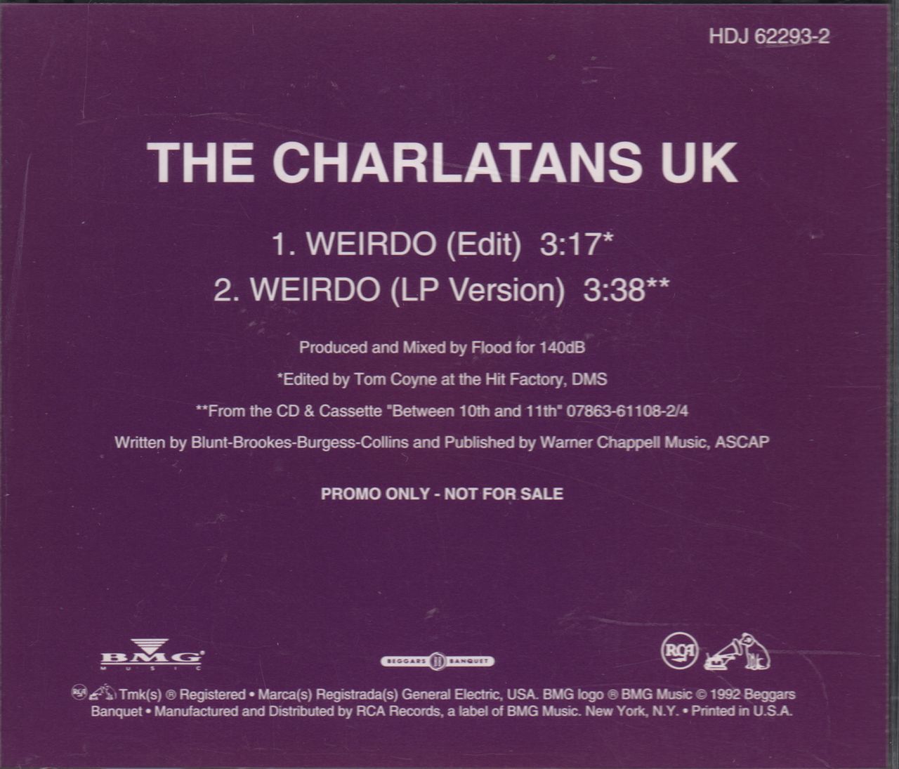 The Charlatans (UK) Weirdo US Promo CD single — RareVinyl.com