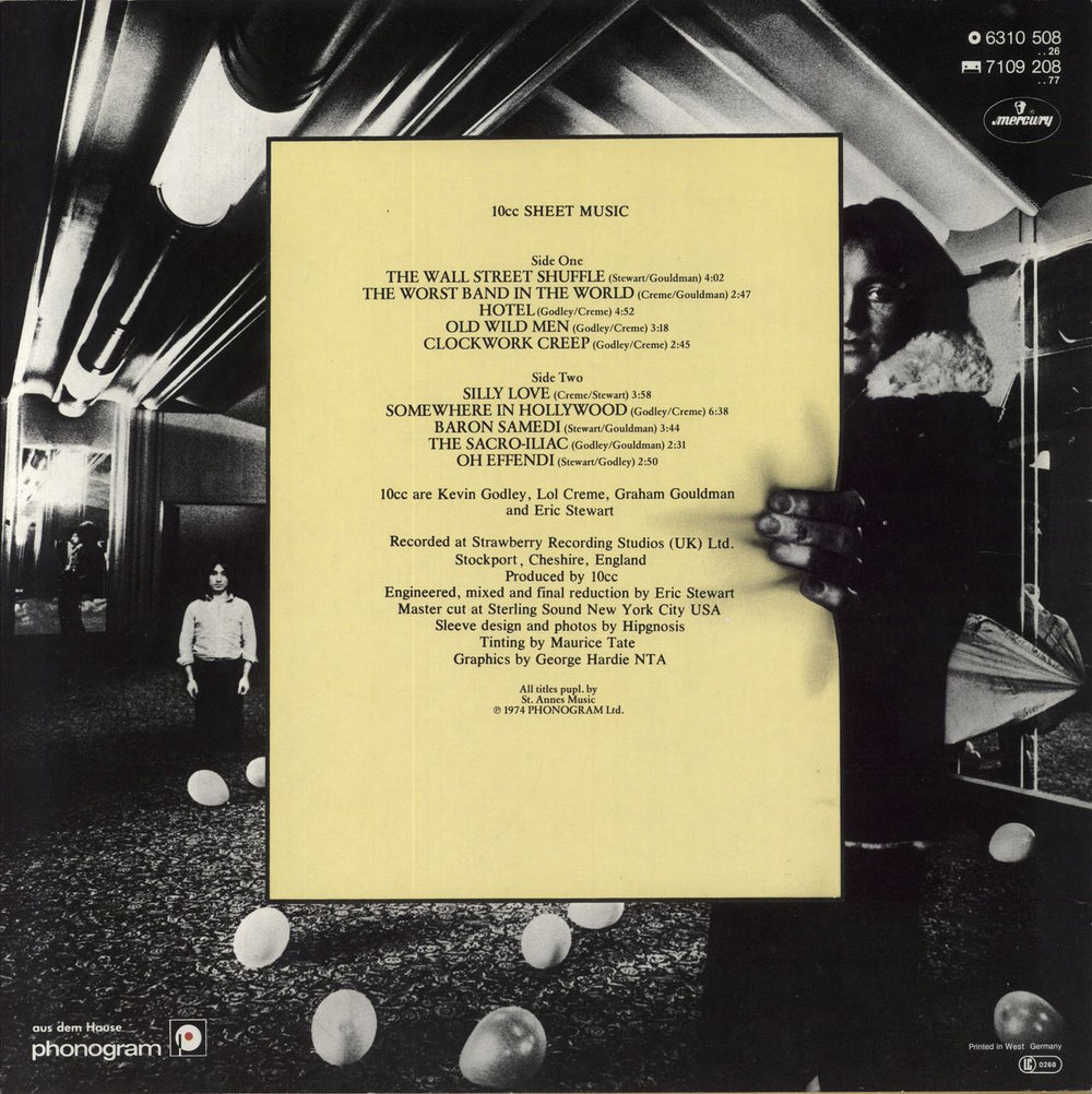 10cc Sheet Music UK vinyl LP album (LP record)