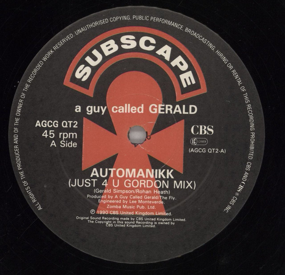 A Guy Called Gerald Automanikk - [Just 4 U Gordon Mix] UK 12" vinyl single (12 inch record / Maxi-single) AL412AU858992