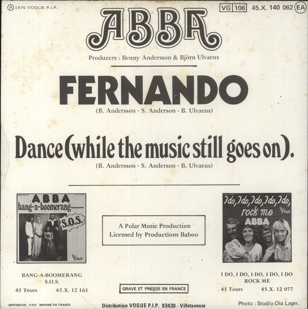 Abba Fernando French 7" vinyl single (7 inch record / 45)