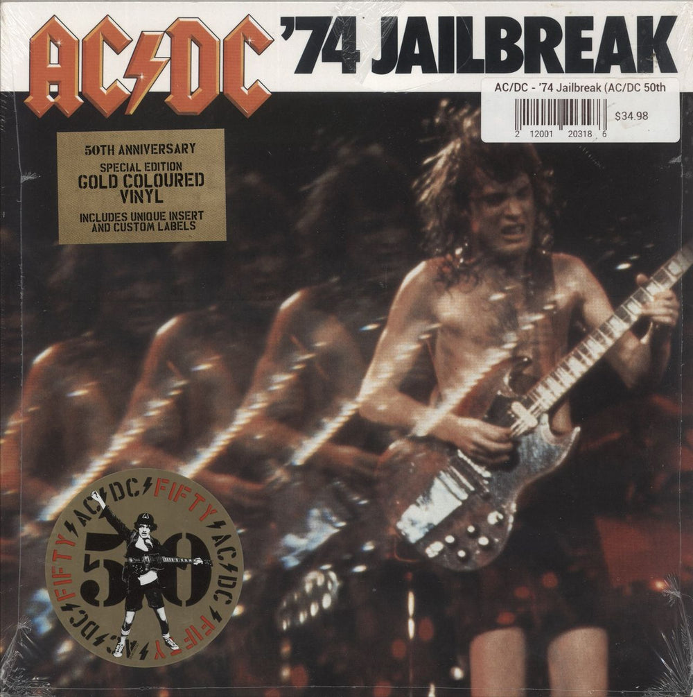 AC/DC '74 Jailbreak - 50th Anniversary - Gold Vinyl US 12" vinyl single (12 inch record / Maxi-single) 19658873351