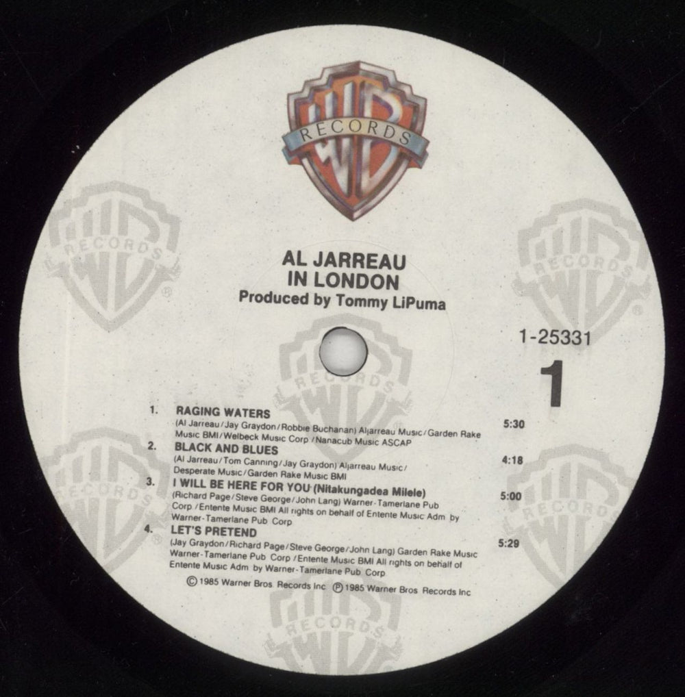 Al Jarreau In London + Insert US vinyl LP album (LP record) AJRLPIN855049