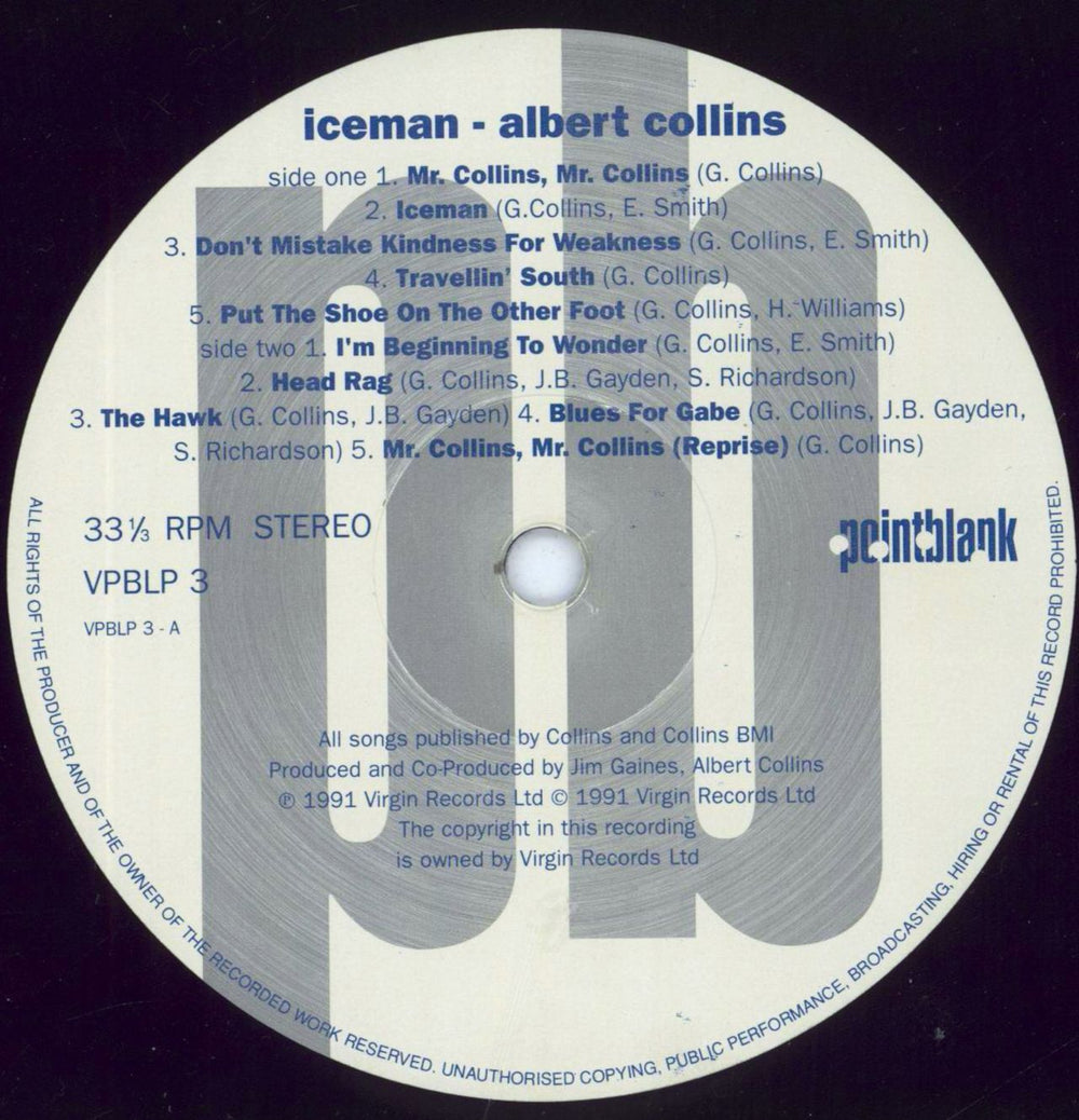 Albert Collins Iceman UK vinyl LP album (LP record) ACZLPIC495654