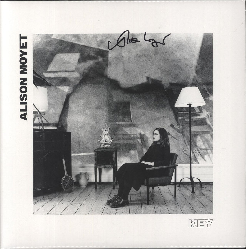 Alison Moyet Key - White & Black Marbled Vinyl + Autographed Alternate Sleeve UK 2-LP vinyl record set (Double LP Album) MOY2LKE850701