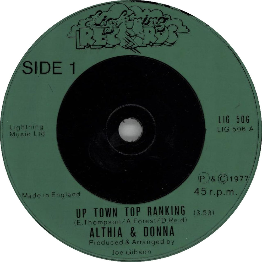 Althea & Donna Up Town Top Ranking - injection UK 7" vinyl single (7 inch record / 45) LIG506