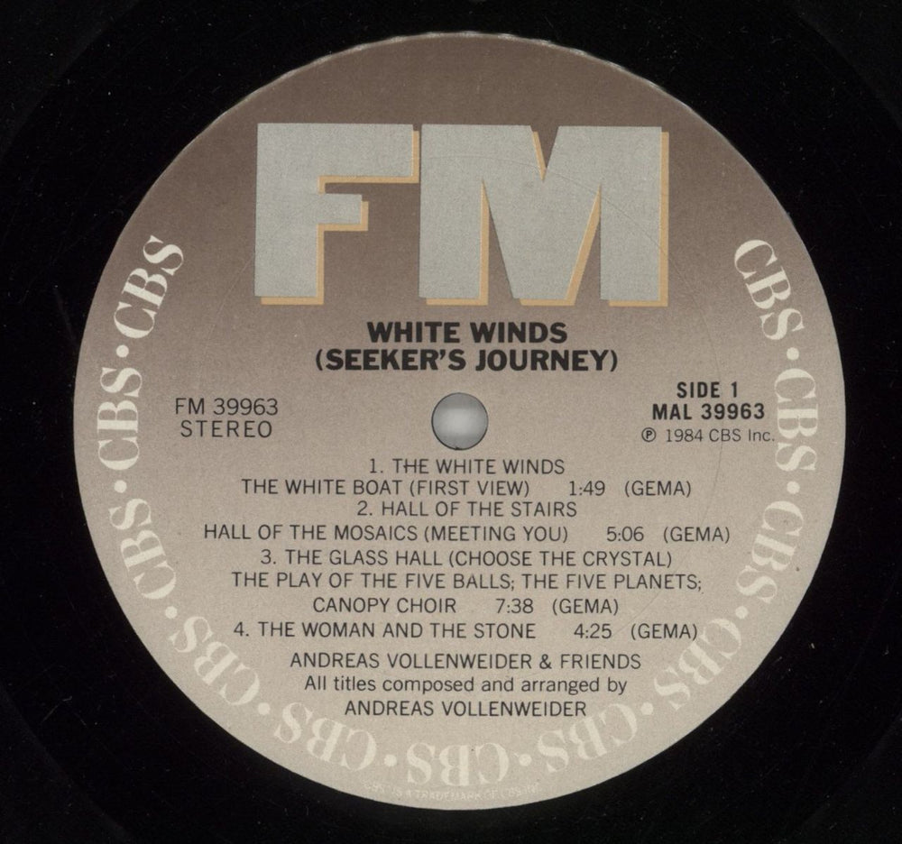 Andreas Vollenweider White Winds US vinyl LP album (LP record) VWRLPWH869642