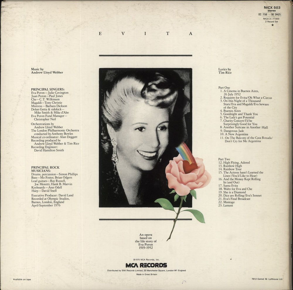 Andrew Lloyd Webber & Tim Rice Evita + Libretto UK 2-LP vinyl record set (Double LP Album)