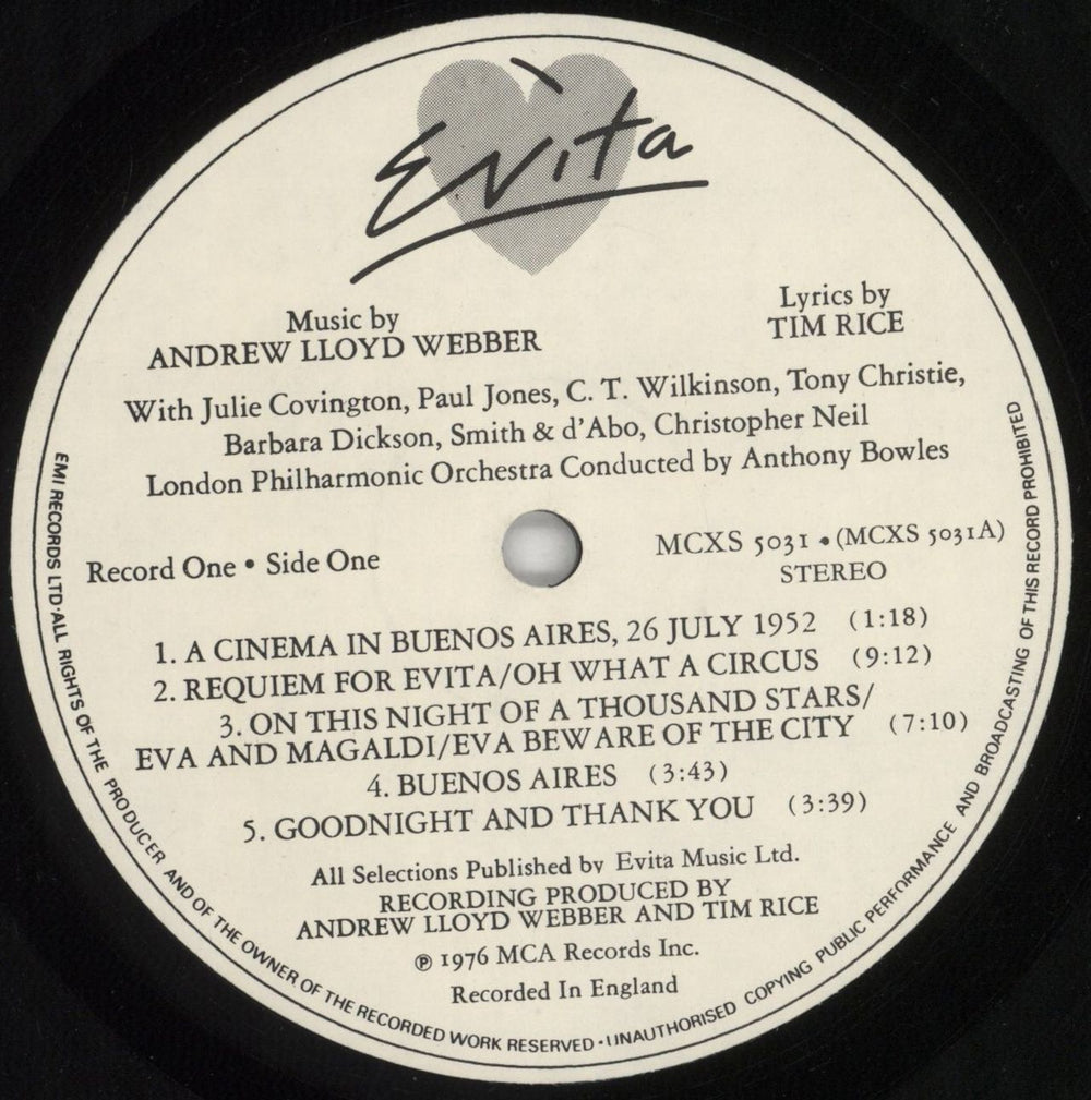 Andrew Lloyd Webber & Tim Rice Evita + Libretto UK 2-LP vinyl record set (Double LP Album) A6H2LEV98869