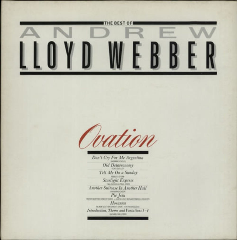 Andrew Lloyd Webber Ovation UK vinyl LP album (LP record) ONE1311