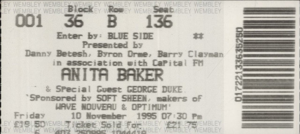 Anita Baker Anita + Ticket Stub UK tour programme ABATRAN856506