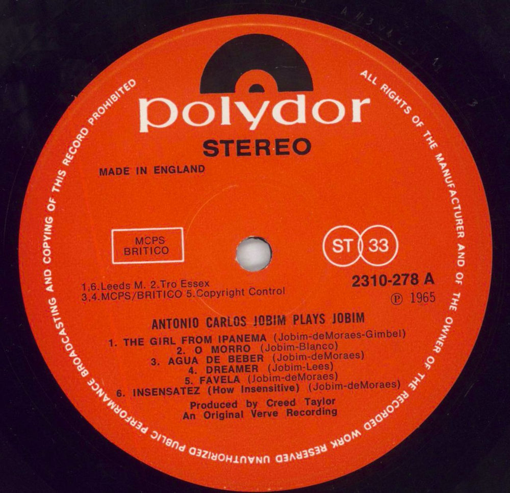 Antonio Carlos Jobim Antonio Carlos Jobim Plays Jobim UK vinyl LP album (LP record) A-JLPAN685823