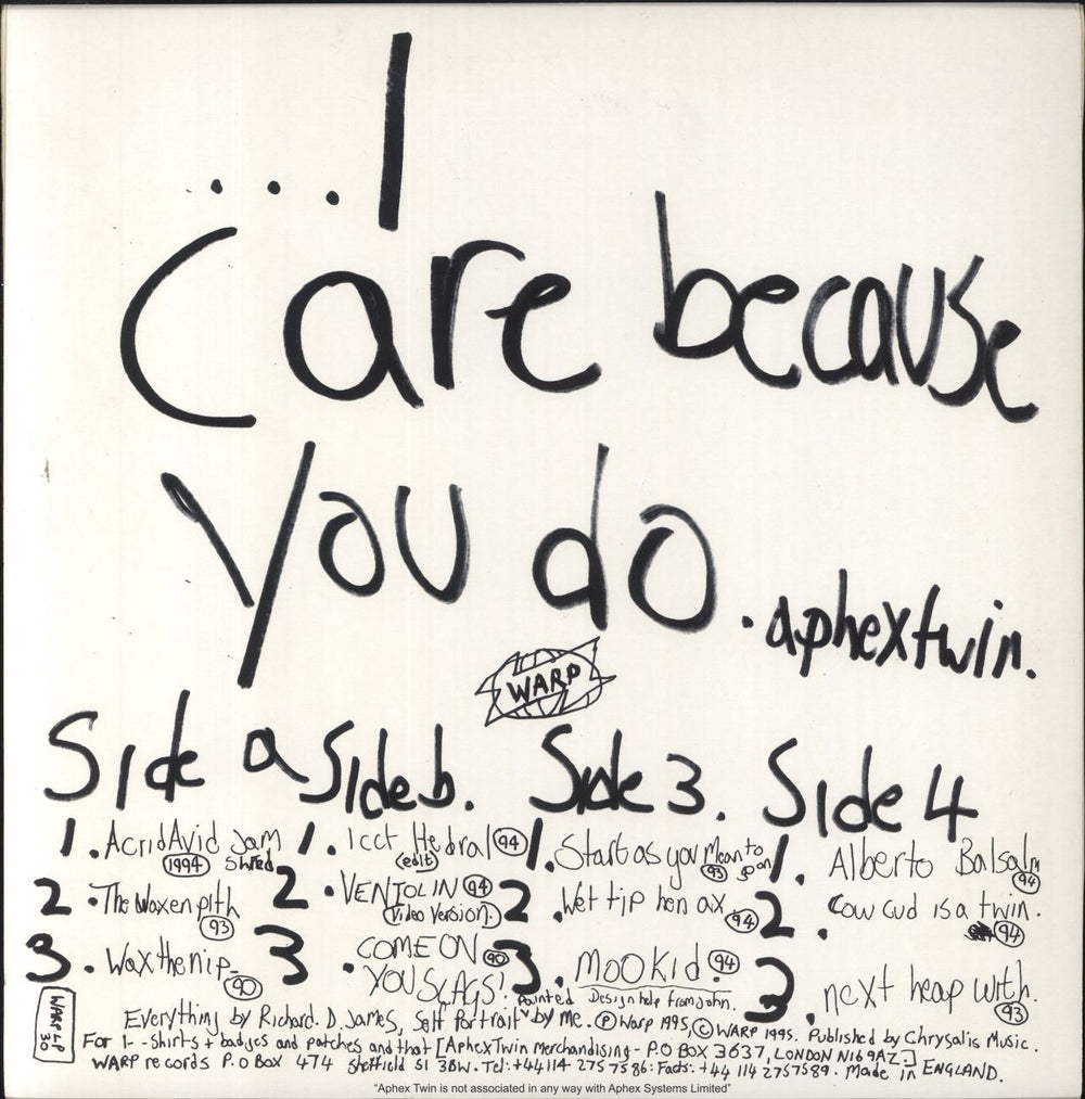 Aphex Twin ...I Care Because You Do - EX UK 2-LP vinyl record set (Double LP Album) 801061003012