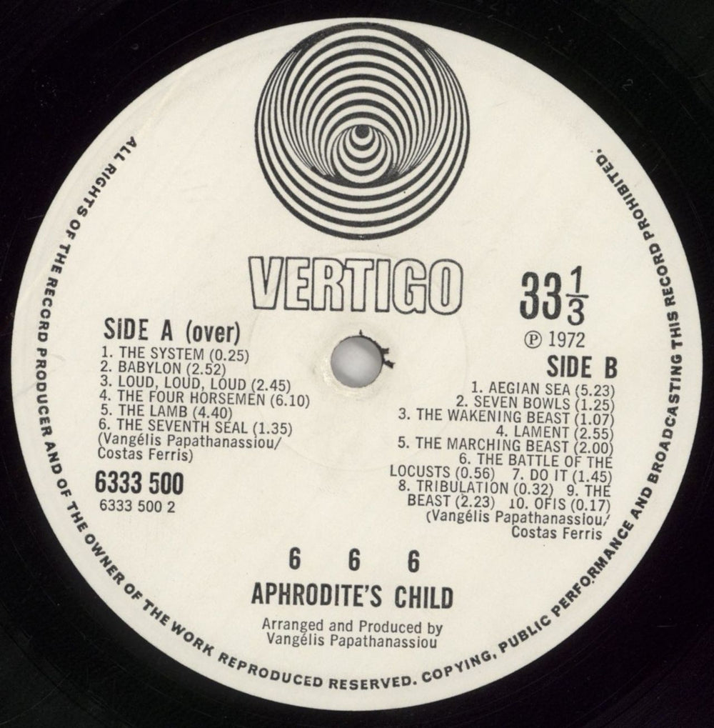 Aphrodite's Child 666 - 1st - VG UK 2-LP vinyl record set (Double LP Album) Deleted