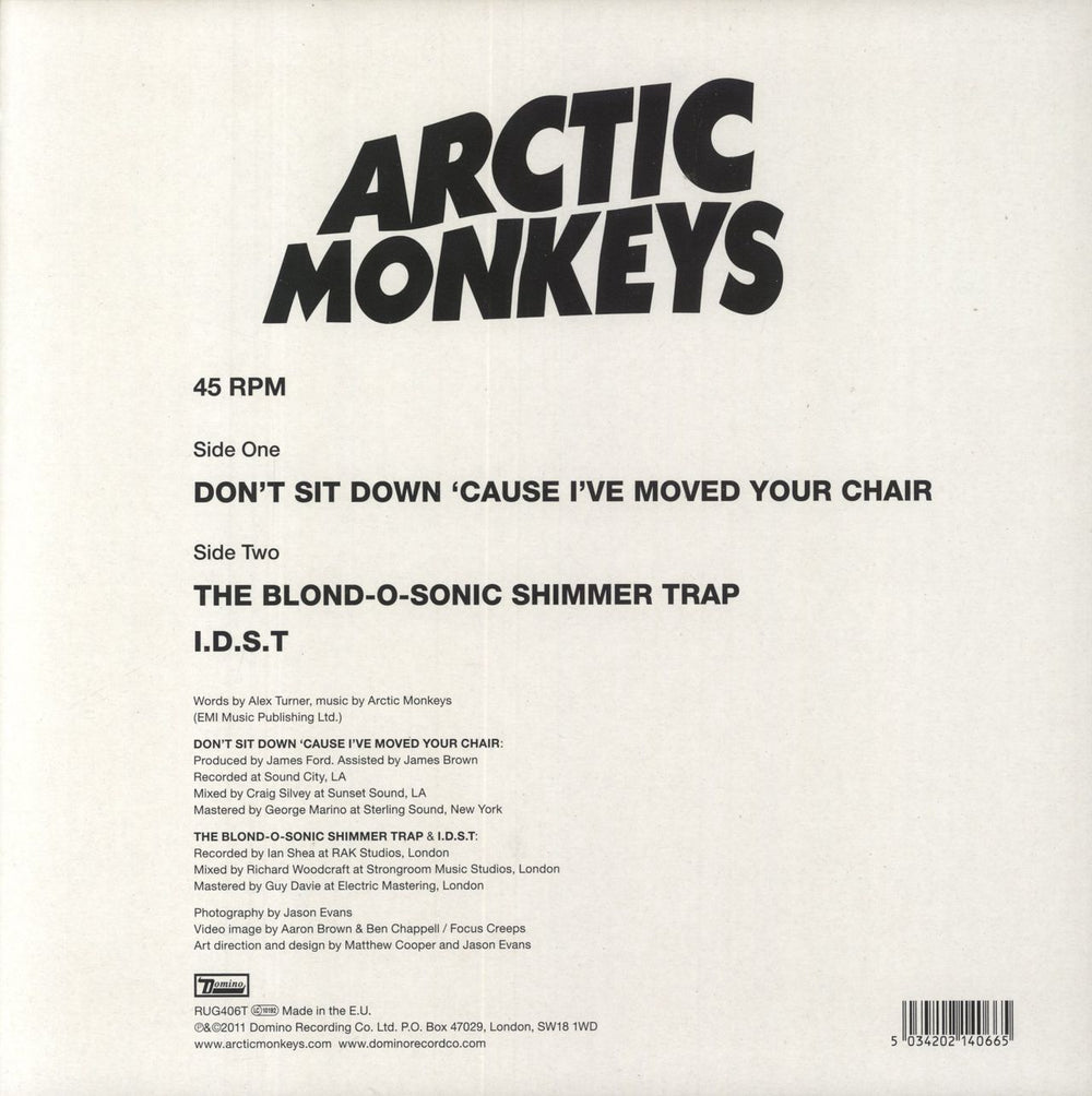 Arctic Monkeys Don't Sit Down 'Cause I've Moved Your Chair UK 10" vinyl single (10 inch record) 5034202140665