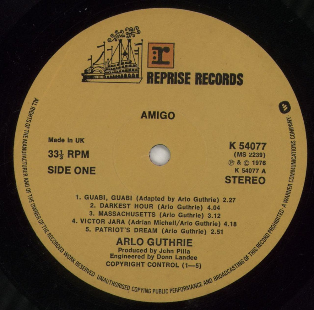 Arlo Guthrie Amigo UK vinyl LP album (LP record) AOGLPAM425204