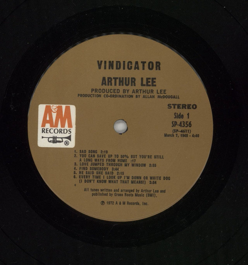 Arthur Lee Vindicator US vinyl LP album (LP record) ATHLPVI872695