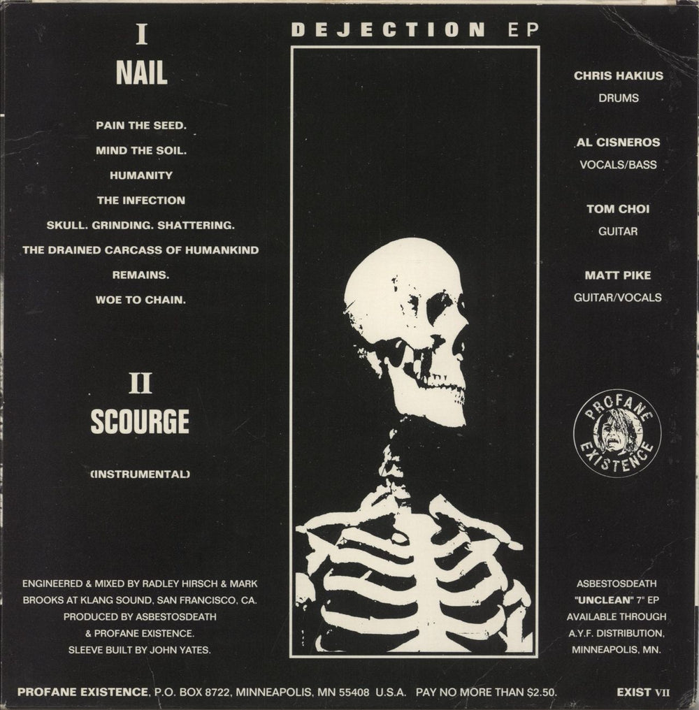 Asbestosdeath Dejection EP US 7" vinyl single (7 inch record / 45)