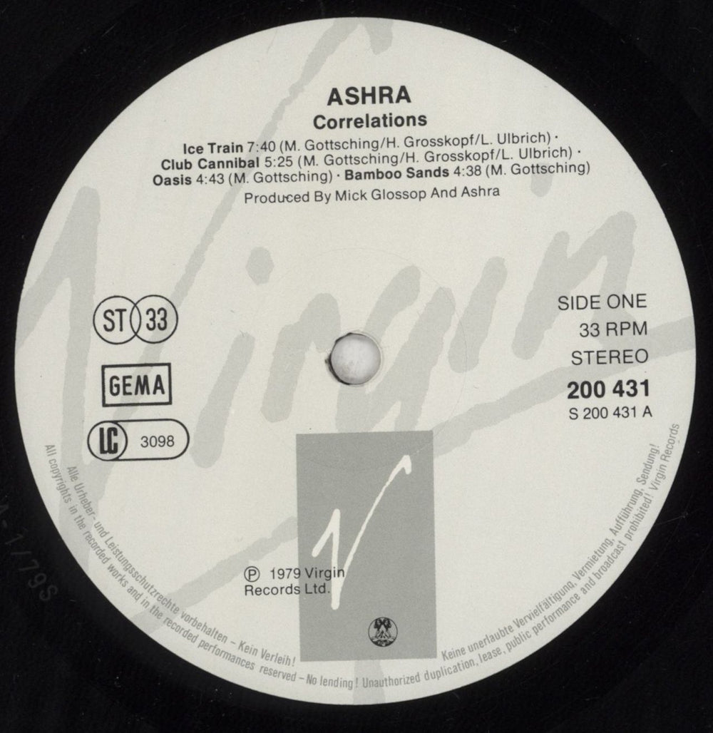 Ash Ra Tempel Correlations German vinyl LP album (LP record) ASRLPCO852069