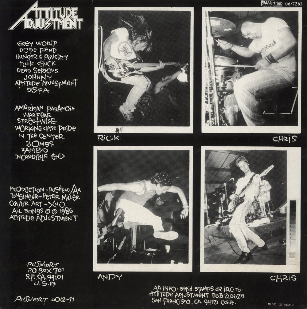 Attitude Adjustment American Paranoia US vinyl LP album (LP record)