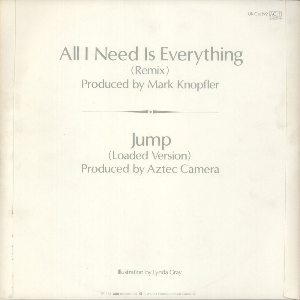 Aztec Camera All I Need Is Everything + Poster UK 12" vinyl single (12 inch record / Maxi-single)