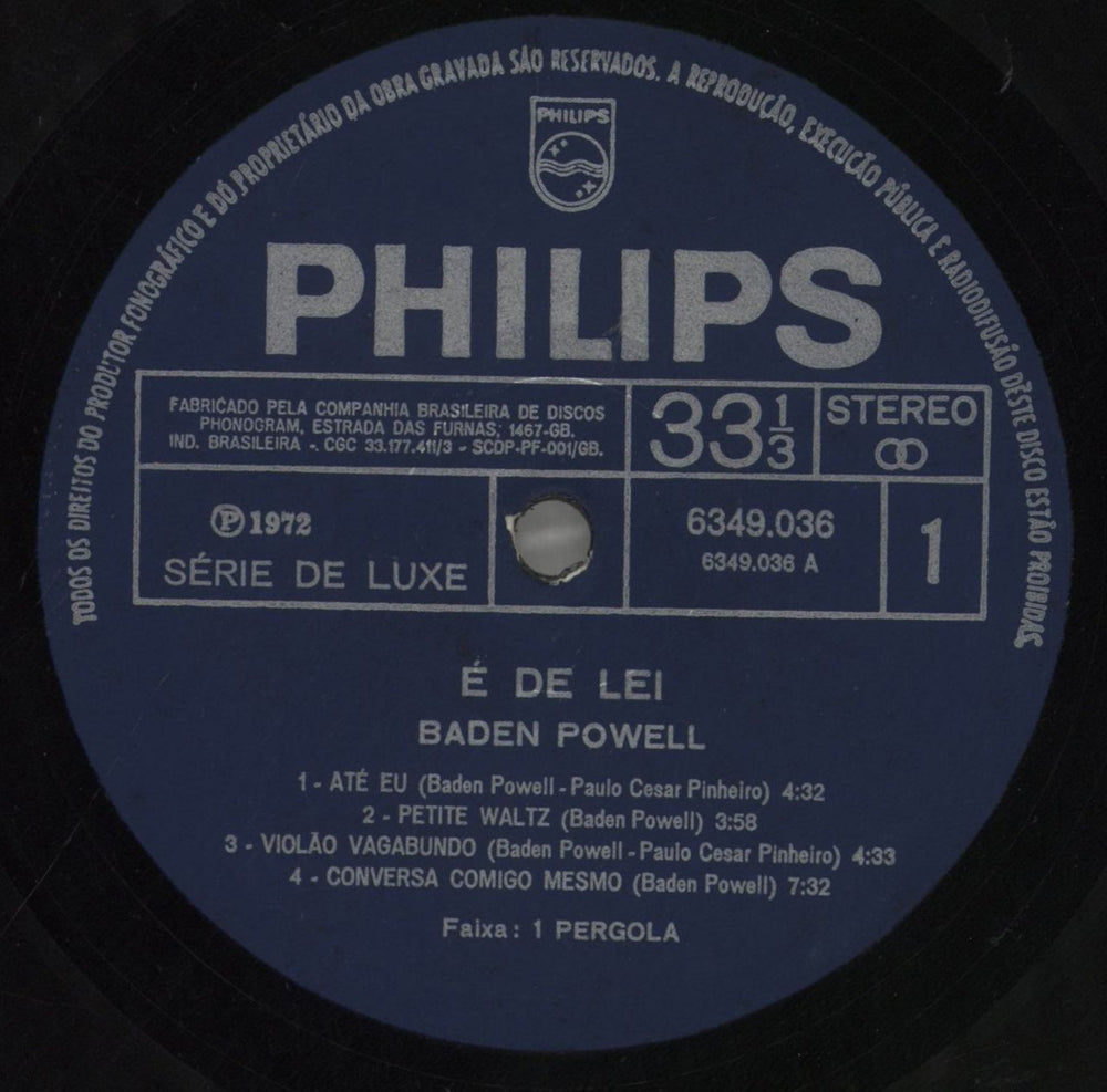 Baden Powell É De Lei Brazilian vinyl LP album (LP record) P46LPDE858865