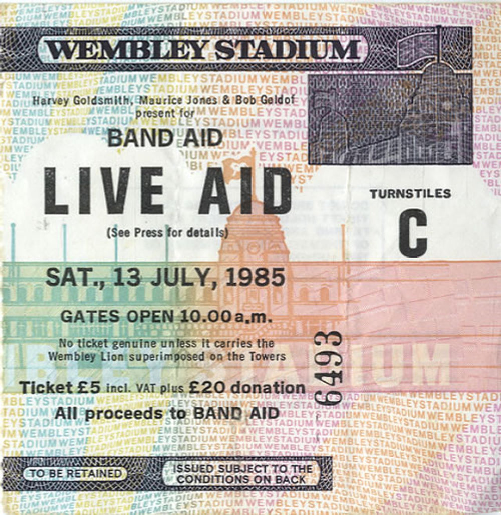 Band Aid Live Aid + Ticket Stub UK tour programme AIDTRLI193557