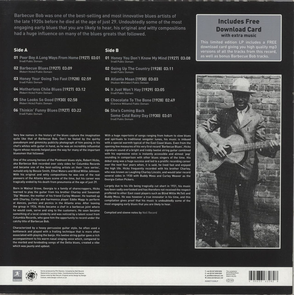 Barbecue Bob The Rough Guide To Blues Legends: Barbecue Bob (Reborn and Remastered) UK vinyl LP album (LP record) 605633632828
