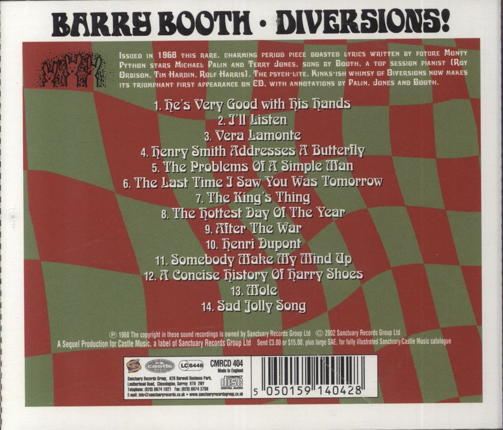 Barry Booth Diversions! UK CD album (CDLP)