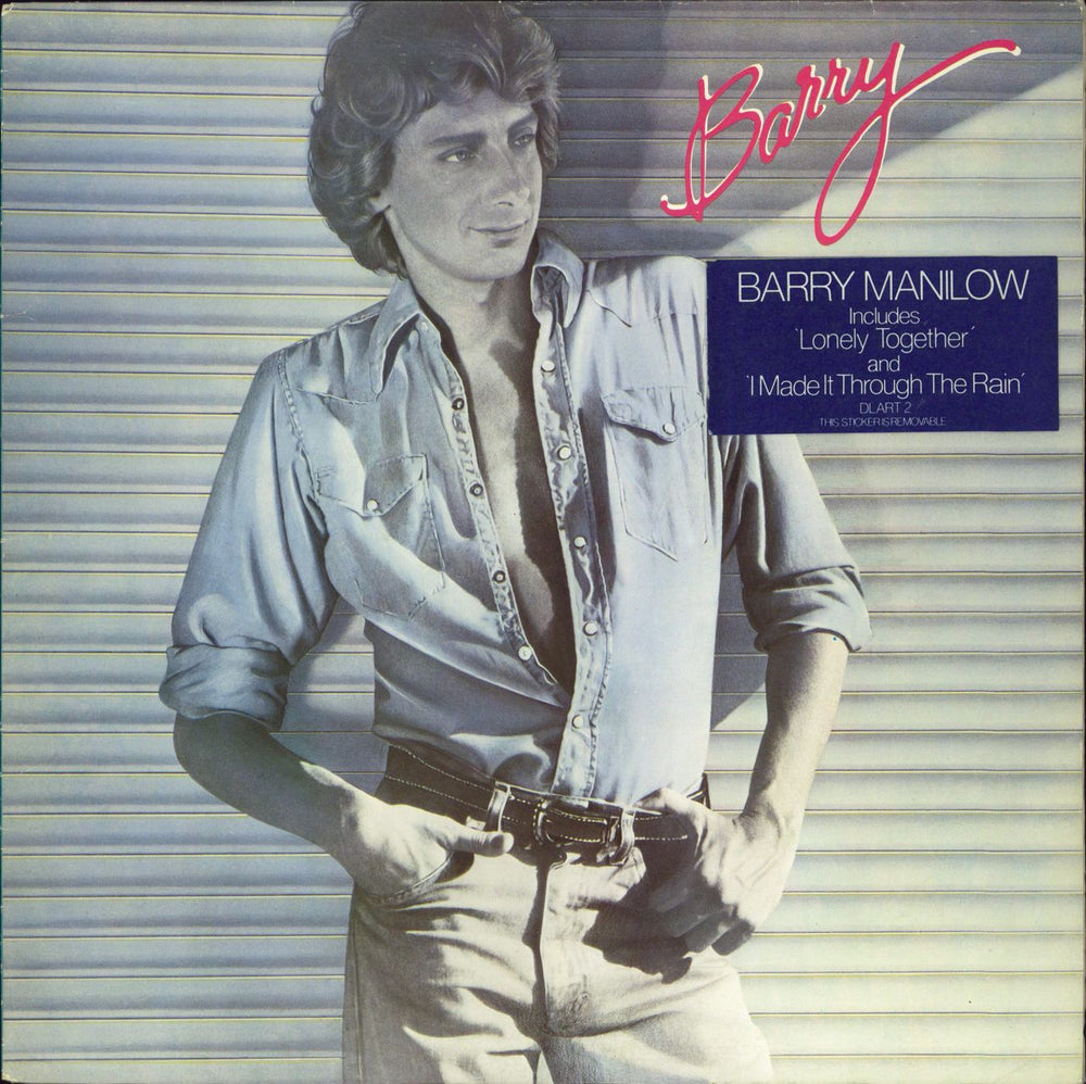 Barry Manilow Barry + Hype sticker UK vinyl LP album (LP record) DLART2