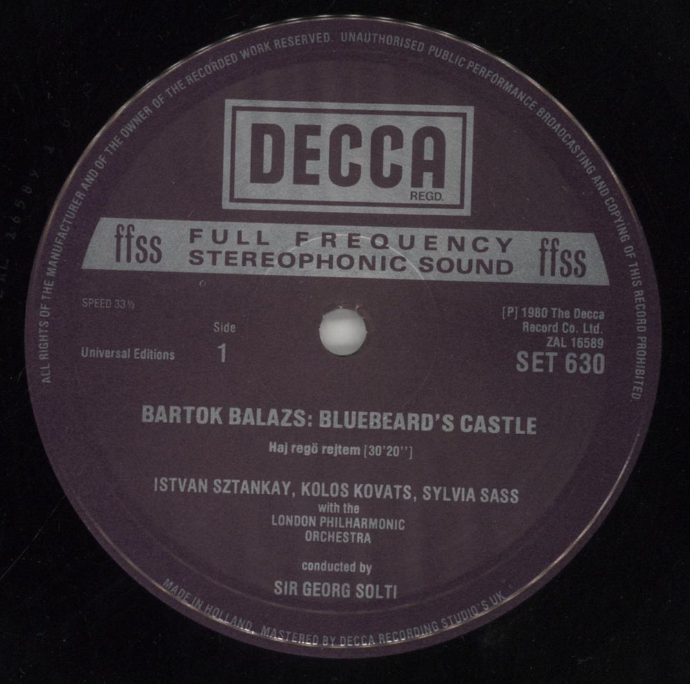 Béla Bartók Bluebeard's Castle UK vinyl LP album (LP record) B11LPBL859851