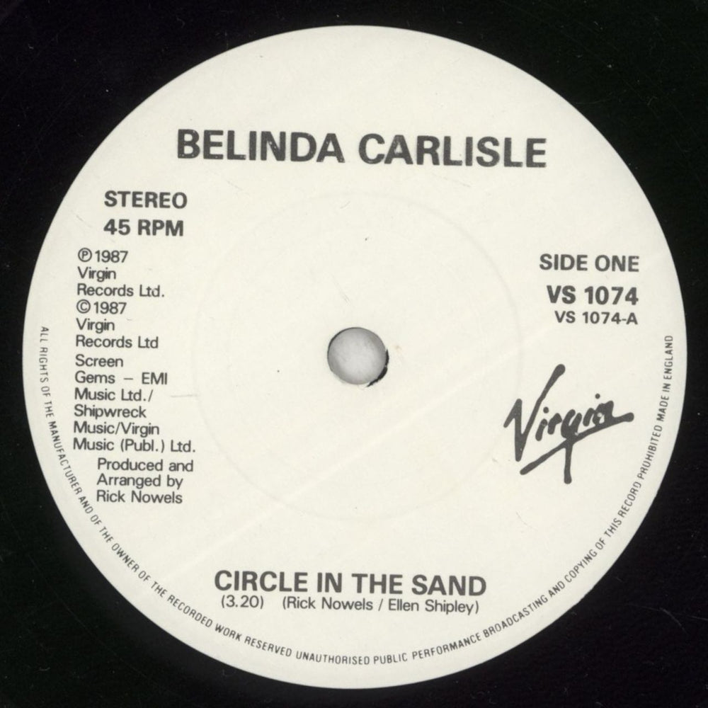 Belinda Carlisle Circle In the Sand UK 7" vinyl single (7 inch record / 45) CAR07CI30590