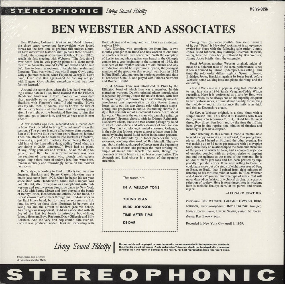 Ben Webster Ben Webster And Associates - 180 Gram Vinyl - Sealed UK vinyl LP album (LP record)