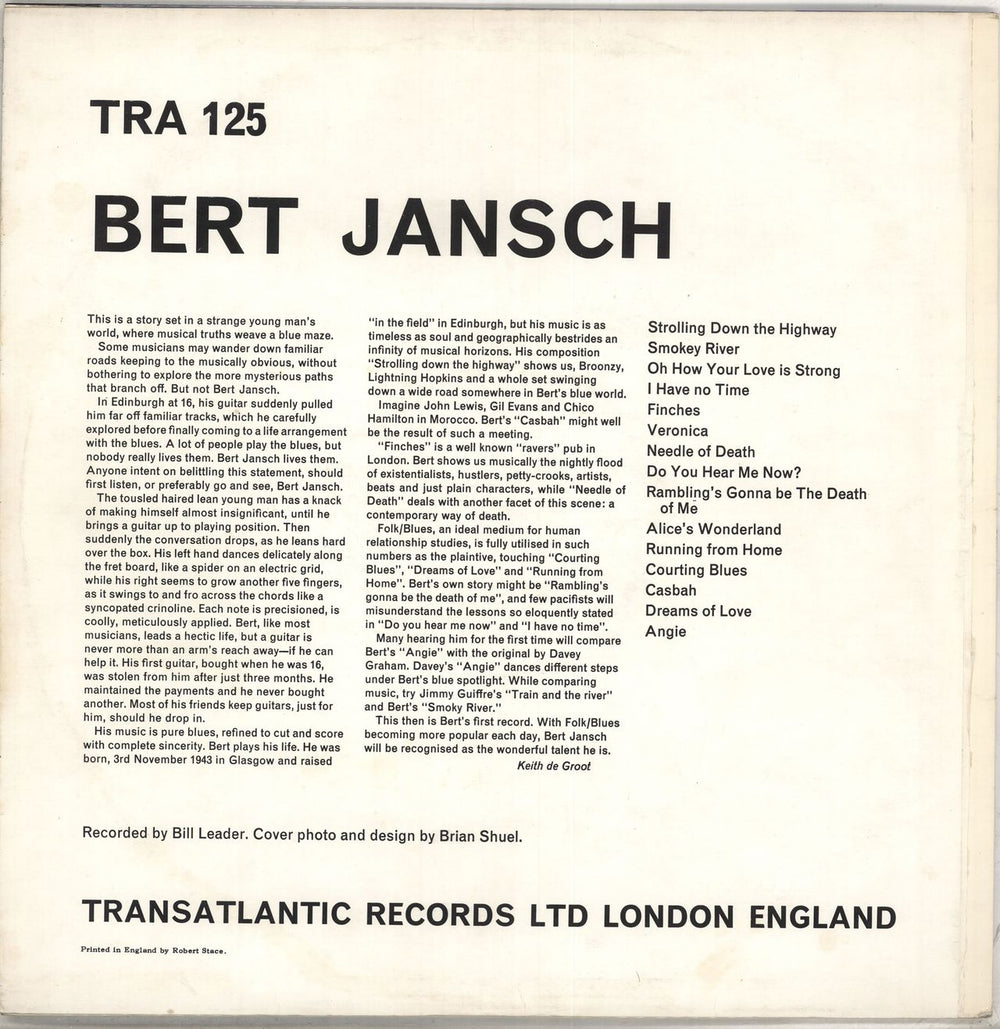 Bert Jansch Bert Jansch - 2nd UK vinyl LP album (LP record) JSHLPBE710577