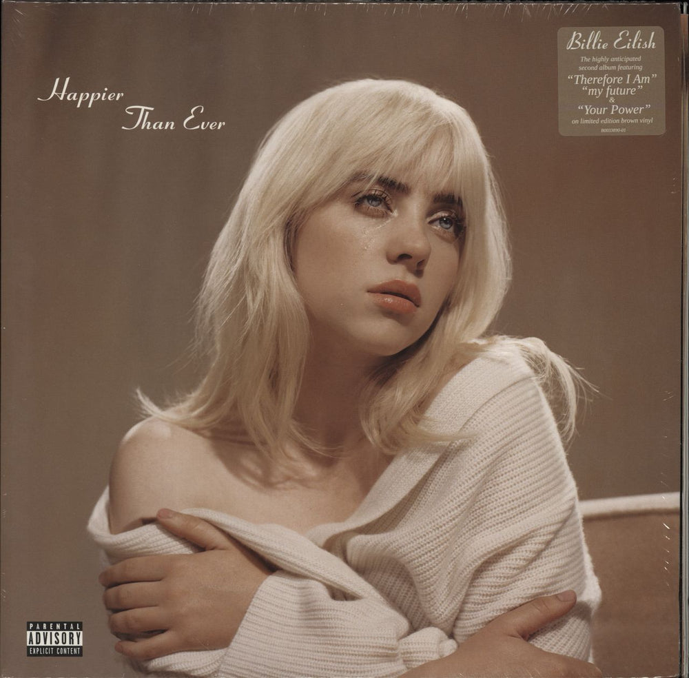 Billie Eilish Happier Than Ever - Brown Vinyl US 2-LP vinyl record set (Double LP Album) B0033890-01