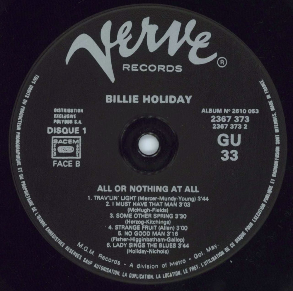 Billie Holiday All Or Nothing At All French 2-LP vinyl record set (Double LP Album) B/H2LAL668406