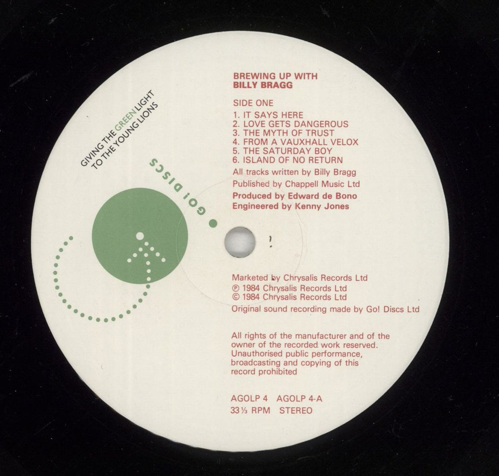 Billy Bragg Brewing Up With Billy Bragg UK vinyl LP album (LP record) BBRLPBR188069