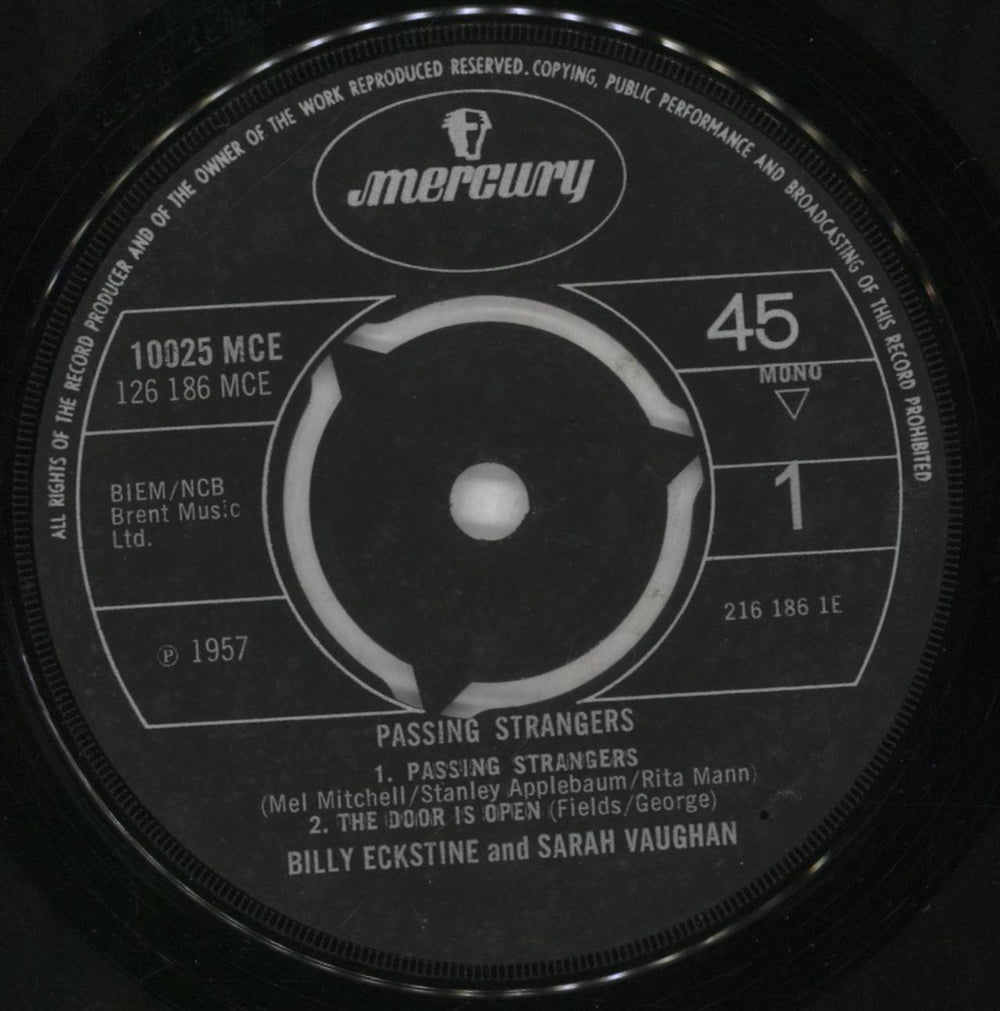 Billy Eckstine & Sarah Vaughan Passing Strangers EP UK 7" vinyl single (7 inch record / 45) E&V07PA366638