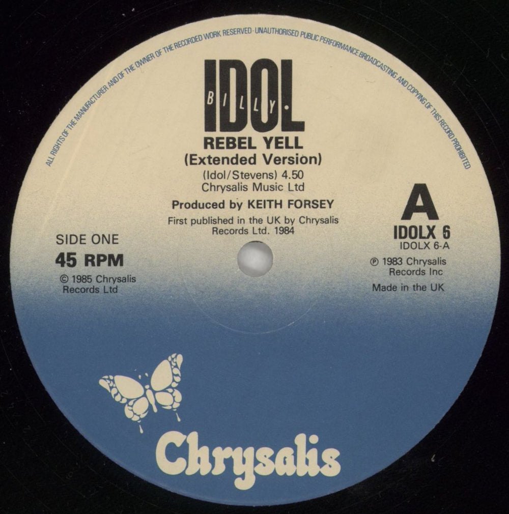 Billy Idol Rebel Yell UK 12" vinyl single (12 inch record / Maxi-single) IDO12RE731471