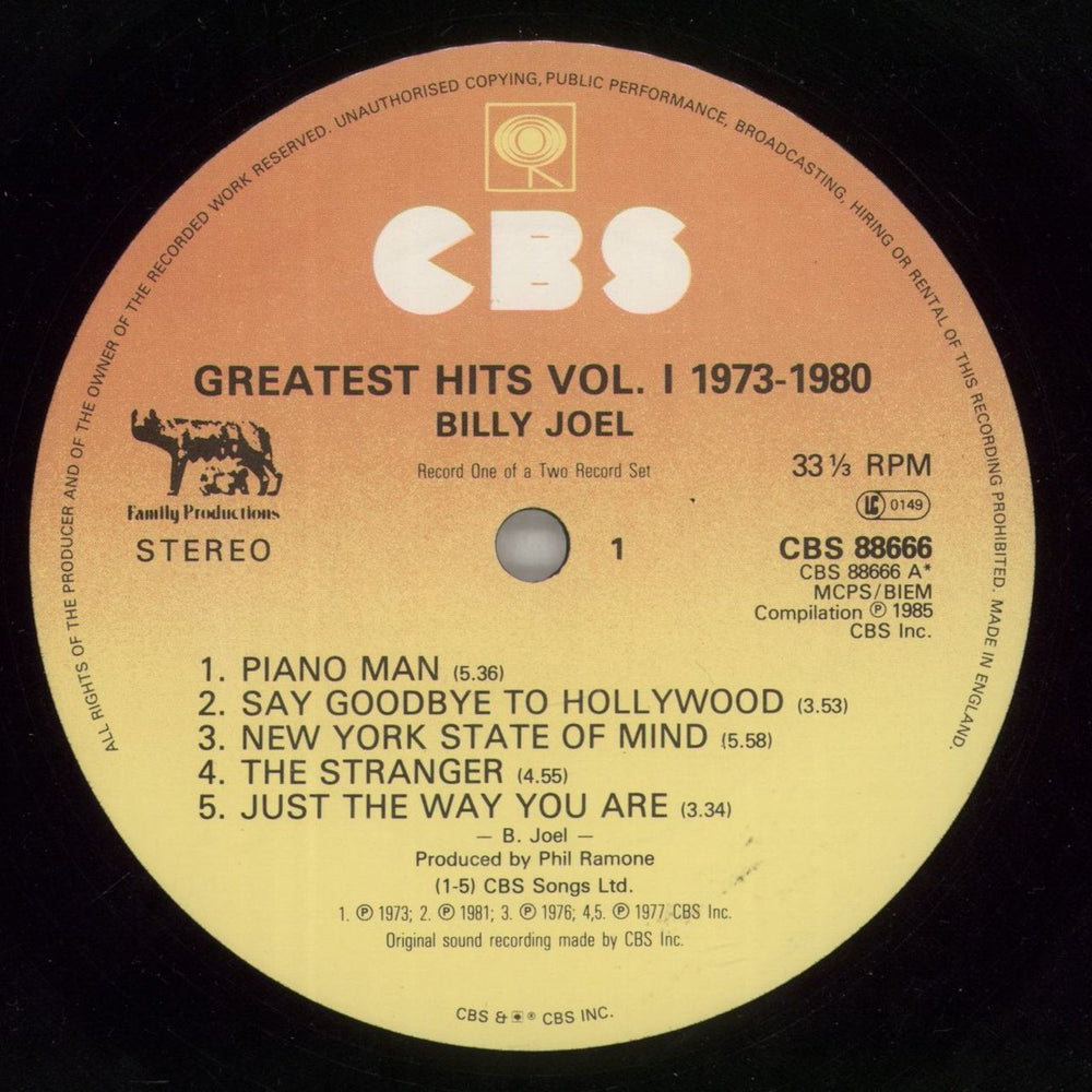 Billy Joel Greatest Hits Volume I & Volume II - EX UK 2-LP vinyl record set (Double LP Album) BLY2LGR755671