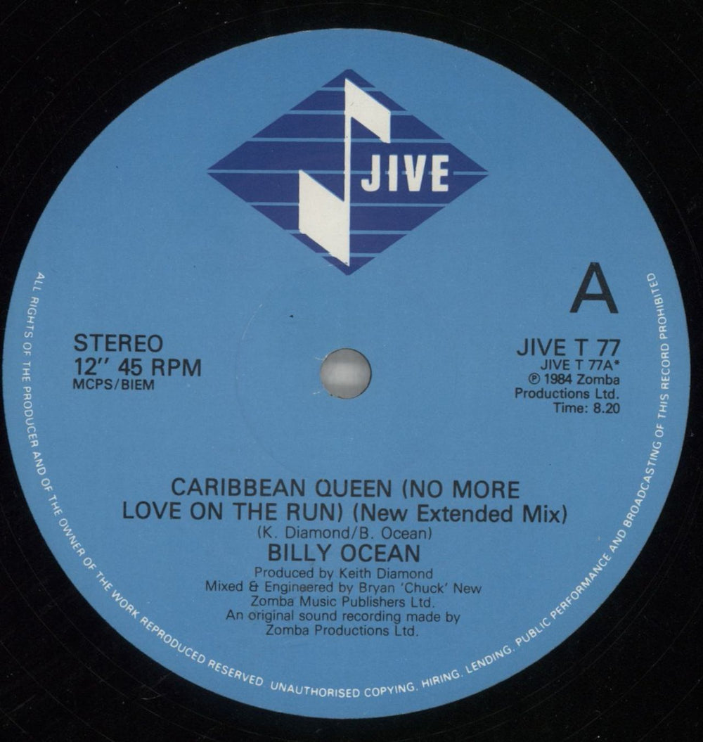 Billy Ocean Caribbean Queen + p/s UK 12" vinyl single (12 inch record / Maxi-single) BCN12CA226219