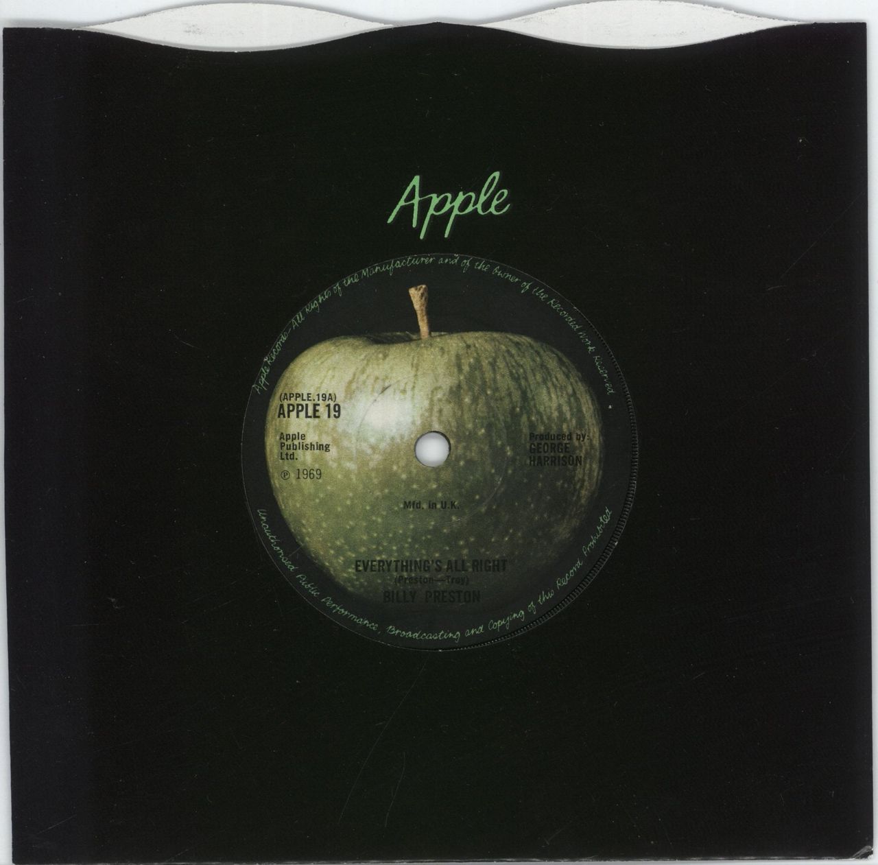 Billy Preston Everything's All Right - solid UK 7" vinyl single (7 inch record / 45) APPLE19