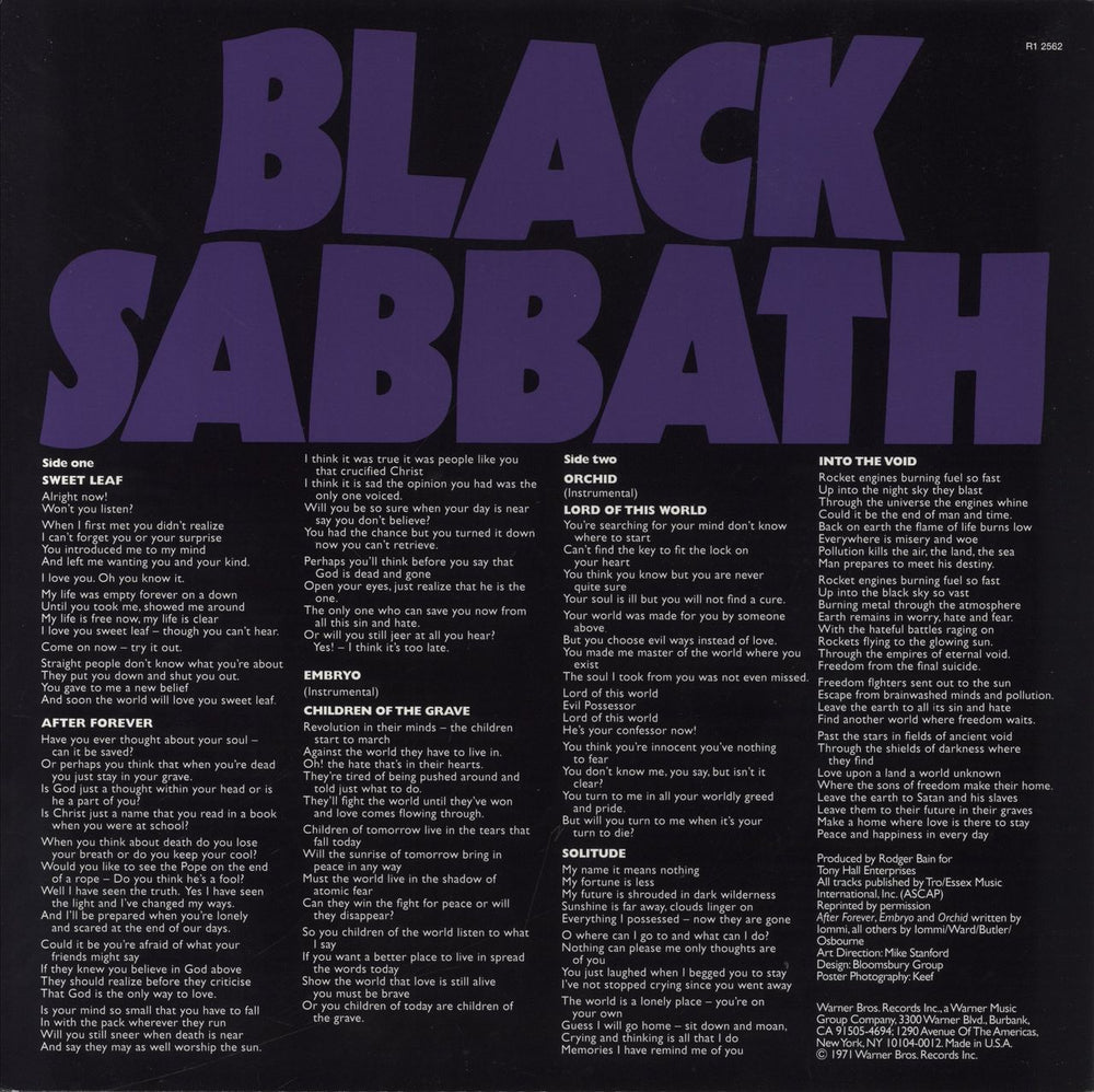 Black Sabbath Master Of Reality - 180 Gram Vinyl US vinyl LP album (LP record)