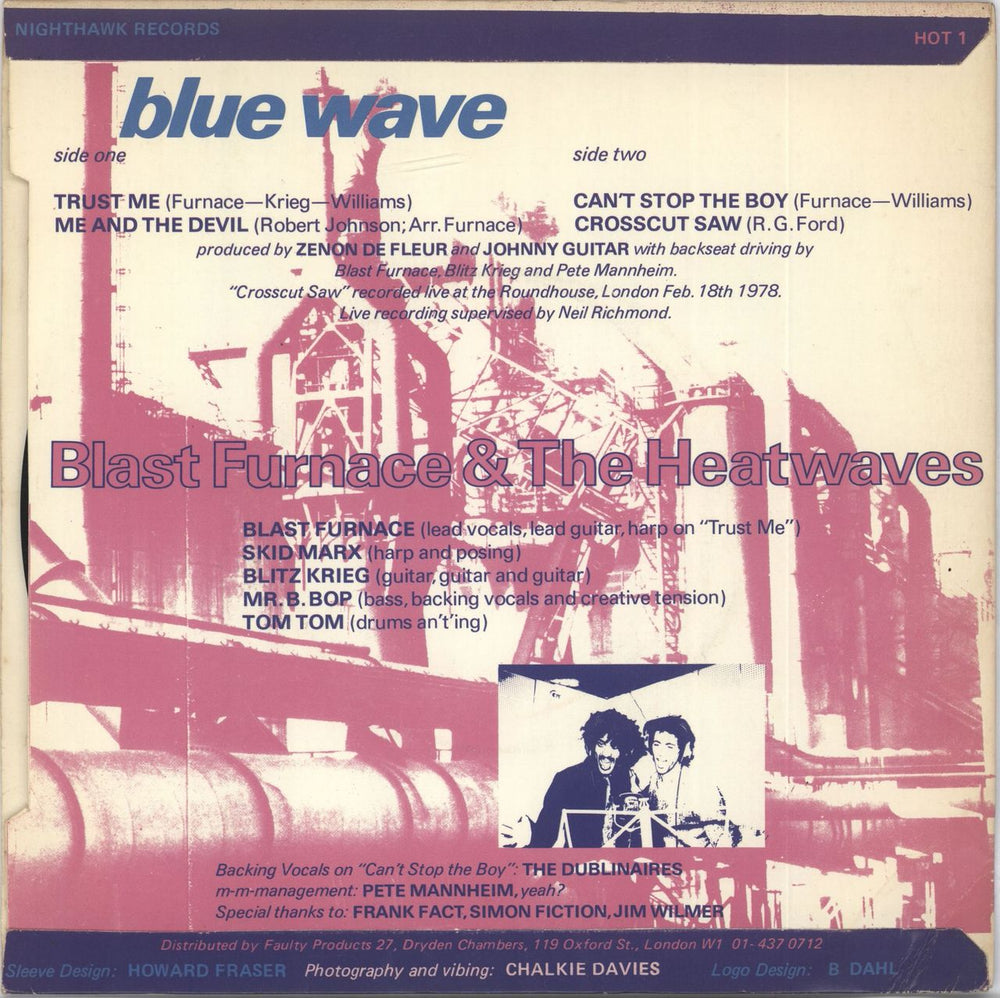 Blast Furnace & The Heatwaves Blue Wave UK 7" vinyl single (7 inch record / 45)